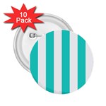 Vertical Stripes - White and Turquoise 2.25  Button (10 pack)
