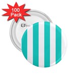 Vertical Stripes - White and Turquoise 2.25  Button (100 pack)