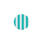 Vertical Stripes - White and Turquoise 1  Mini Magnet