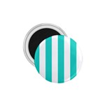 Vertical Stripes - White and Turquoise 1.75  Magnet