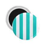 Vertical Stripes - White and Turquoise 2.25  Magnet