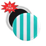 Vertical Stripes - White and Turquoise 2.25  Magnet (10 pack)