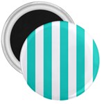 Vertical Stripes - White and Turquoise 3  Magnet