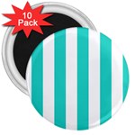 Vertical Stripes - White and Turquoise 3  Magnet (10 pack)