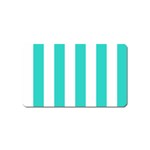 Vertical Stripes - White and Turquoise Magnet (Name Card)
