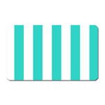 Vertical Stripes - White and Turquoise Magnet (Rectangular)