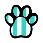 Vertical Stripes - White and Turquoise Magnet (Paw Print)