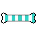 Vertical Stripes - White and Turquoise Magnet (Dog Bone)