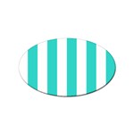 Vertical Stripes - White and Turquoise Sticker (Oval)