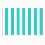 Vertical Stripes - White and Turquoise Postcard 5  x 7 