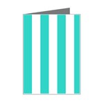 Vertical Stripes - White and Turquoise Mini Greeting Card