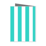 Vertical Stripes - White and Turquoise Mini Greeting Cards (Pkg of 8)