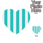 Vertical Stripes - White and Turquoise Multi-purpose Cards (Heart)