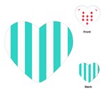 Vertical Stripes - White and Turquoise Playing Cards (Heart)