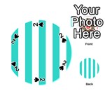 Vertical Stripes - White and Turquoise Playing Cards 54 (Round)