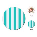 Vertical Stripes - White and Turquoise Playing Cards (Round)
