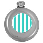 Vertical Stripes - White and Turquoise Hip Flask (5 oz)
