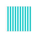 Vertical Stripes - White and Cyan Satin Bandana Scarf