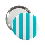 Vertical Stripes - White and Cyan 2.25  Handbag Mirror