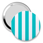 Vertical Stripes - White and Cyan 3  Handbag Mirror
