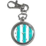 Vertical Stripes - White and Cyan Key Chain Watch