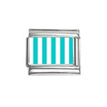 Vertical Stripes - White and Cyan Italian Charm (9mm)