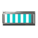 Vertical Stripes - White and Cyan Superlink Italian Charm (9mm)