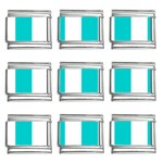 Vertical Stripes - White and Cyan 9mm Italian Charm (9 pack)