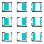 Vertical Stripes - White and Cyan Mega Link Italian Charm (9 pack)