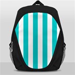 Vertical Stripes - White and Cyan Backpack Bag
