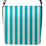 Vertical Stripes - White and Cyan Flap Closure Messenger Bag (S)