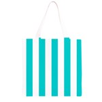 Vertical Stripes - White and Cyan Grocery Light Tote Bag