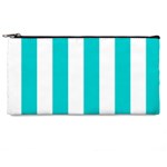 Vertical Stripes - White and Cyan Pencil Case