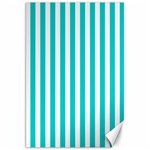 Vertical Stripes - White and Cyan Canvas 20  x 30 