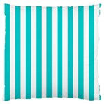 Vertical Stripes - White and Cyan Large Cushion Case (One Side)