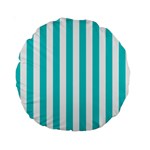 Vertical Stripes - White and Cyan Standard 15  Premium Round Cushion