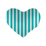 Vertical Stripes - White and Cyan Standard 16  Premium Flano Heart Shape Cushion
