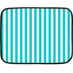 Vertical Stripes - White and Cyan Double Sided Fleece Blanket (Mini)
