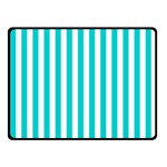 Vertical Stripes - White and Cyan Fleece Blanket (Small) (One Side)