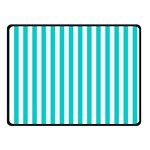 Vertical Stripes - White and Cyan Double Sided Fleece Blanket (Small) (Two Sides)