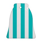 Vertical Stripes - White and Cyan Ornament (Bell)