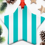 Vertical Stripes - White and Cyan Ornament (Star)