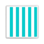 Vertical Stripes - White and Cyan Memory Card Reader with Storage (Square)