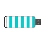 Vertical Stripes - White and Cyan Portable USB Flash (One Side)