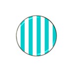Vertical Stripes - White and Cyan Hat Clip Ball Marker (10 pack)