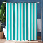 Vertical Stripes - White and Cyan Shower Curtain 60  x 72  (Medium)