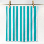 Vertical Stripes - White and Cyan Face Towel