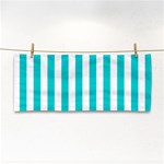 Vertical Stripes - White and Cyan Hand Towel