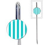 Vertical Stripes - White and Cyan Book Mark