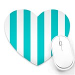 Vertical Stripes - White and Cyan Heart Mousepad